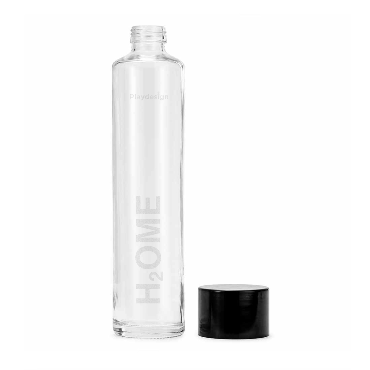 H2OME: bottiglia di vetro con tappo a vite nero