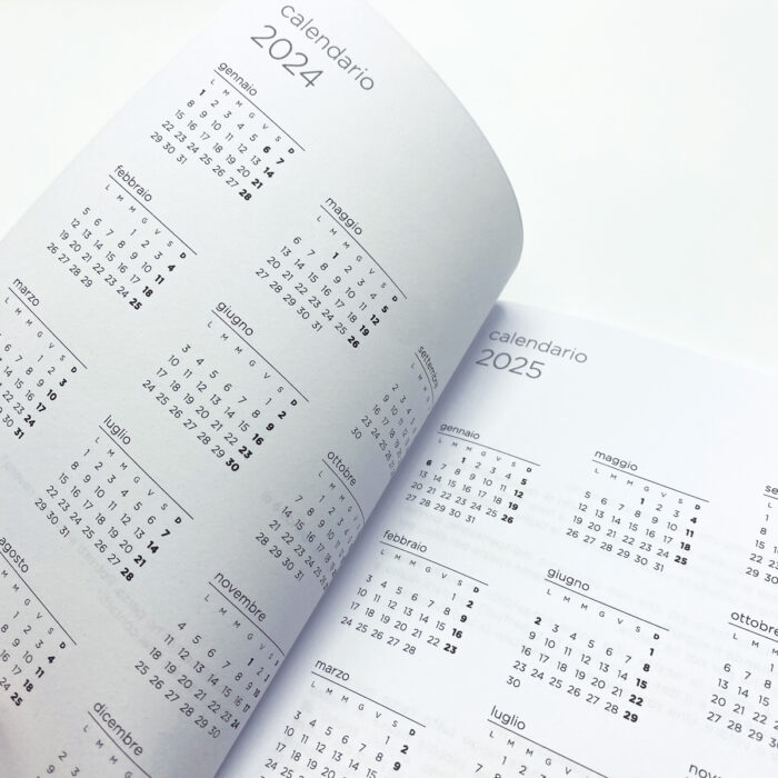 dettaglio delle due pagine dedicate ai calendari 2024 e 2025
