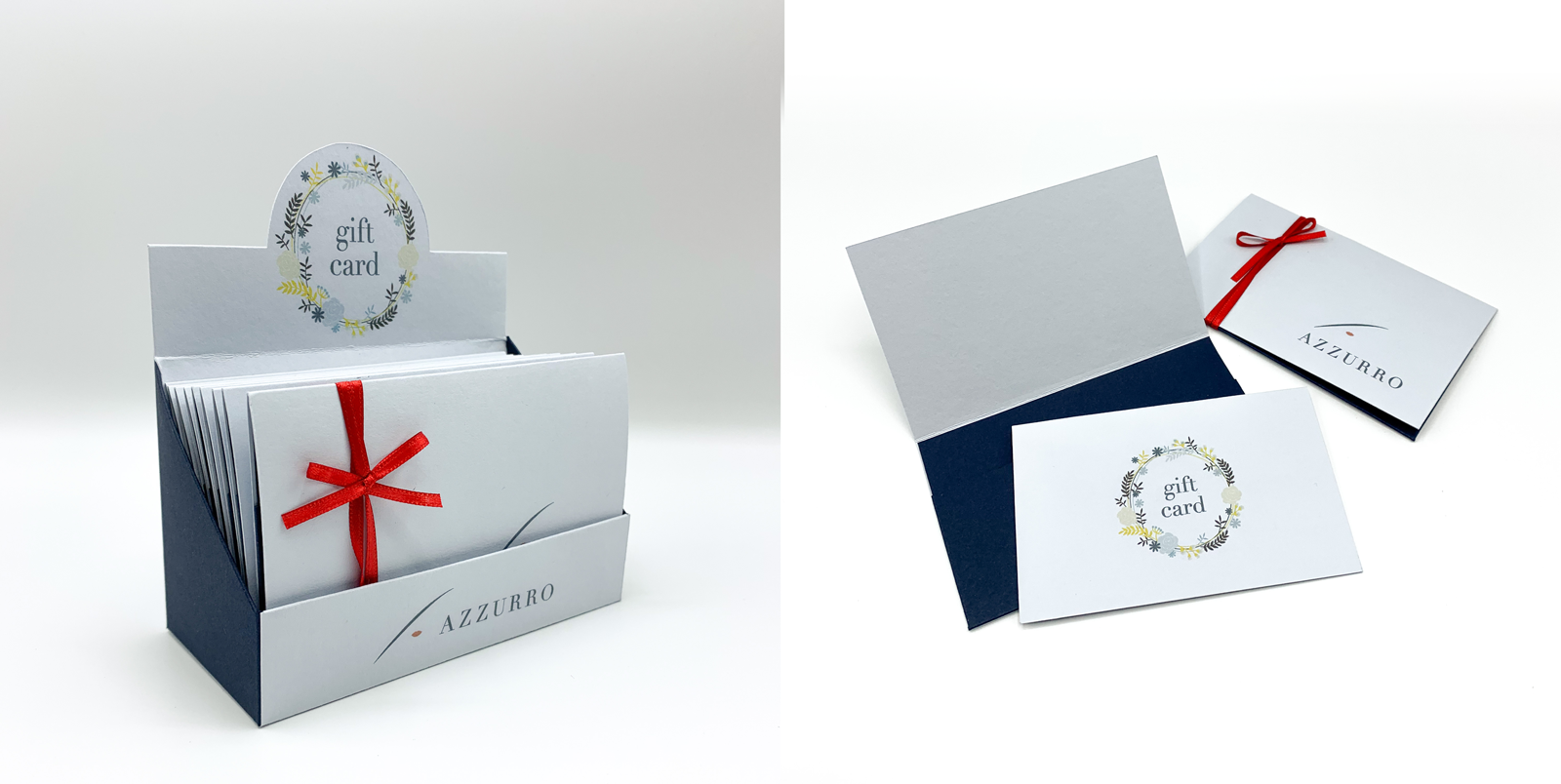 Gift card Azzurro con espositore da banco