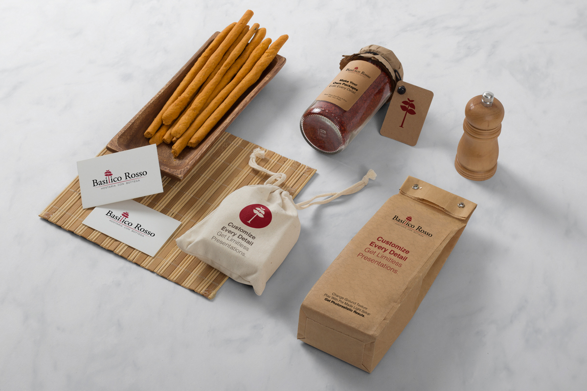 Packaging e prodotti a marchio Basilico Rosso