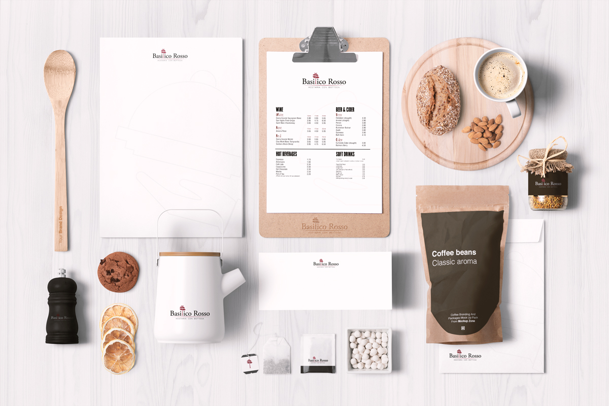 Packaging e prodotti a marchio Basilico Rosso
