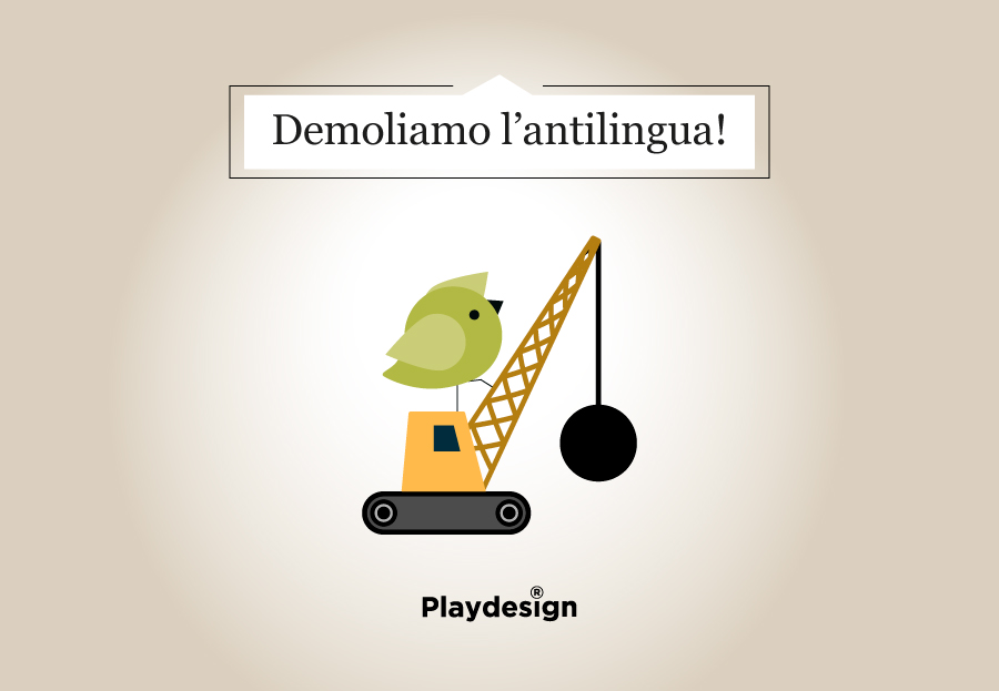 un uccellino verde con una postura esortativa è poggiato sopra una macchina demolitrice