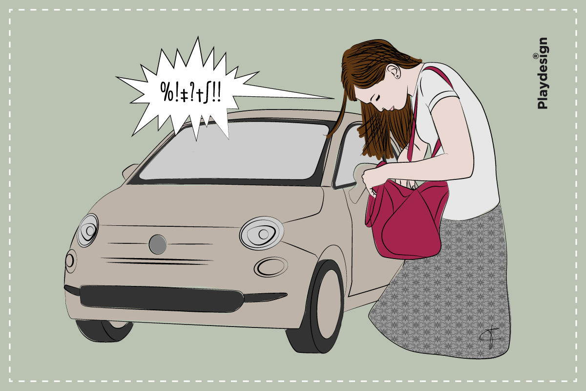 Silvia cerca le chiavi dell'auto.