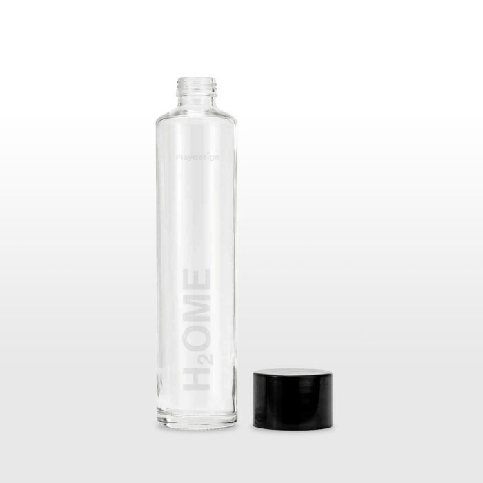 H2OME: bottiglia di vetro con tappo a vite nero