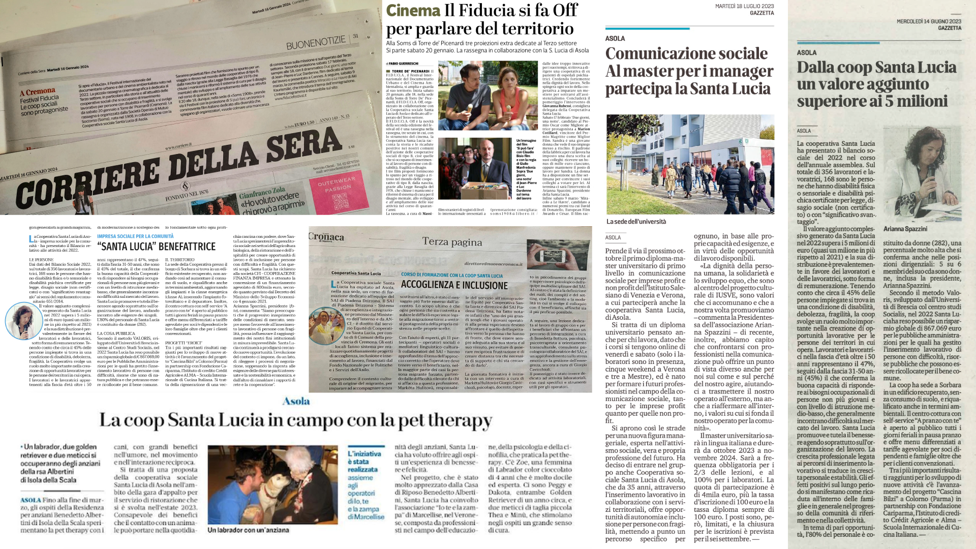 alcuni articoli usciti sulla stampa che parlano di santa lucia