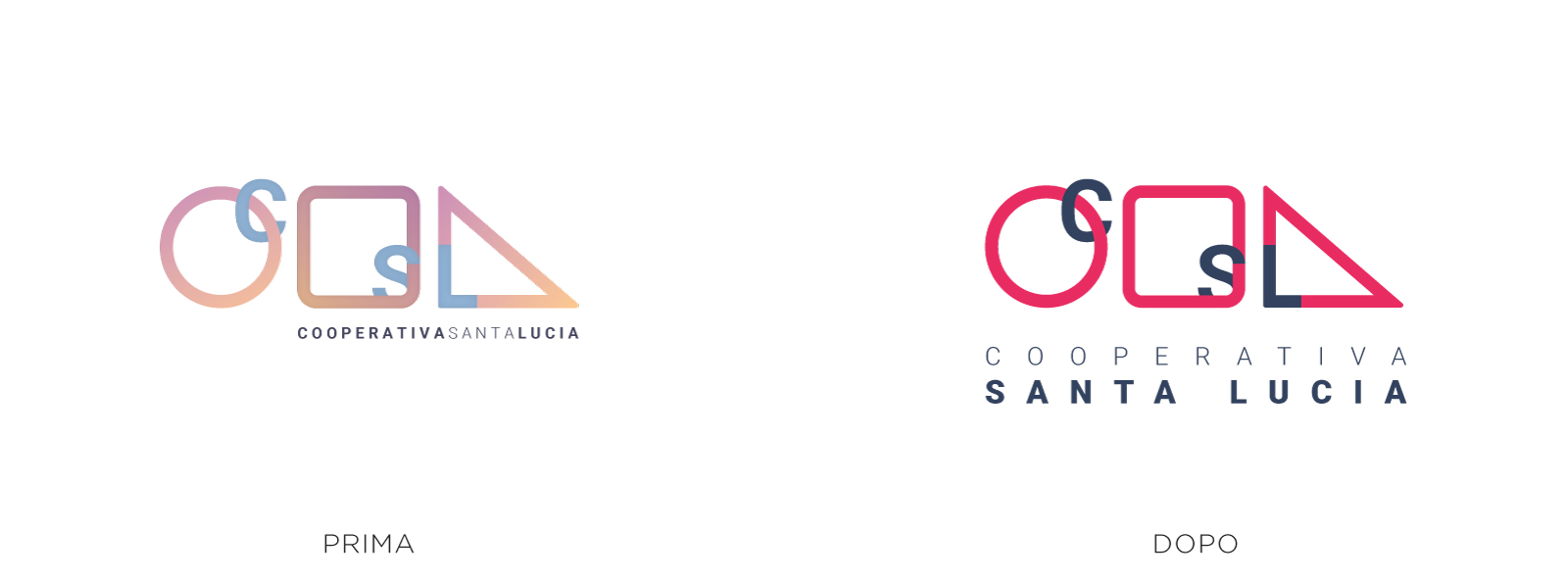 logo di santa lucia prima e dopo l'intervento di restyling