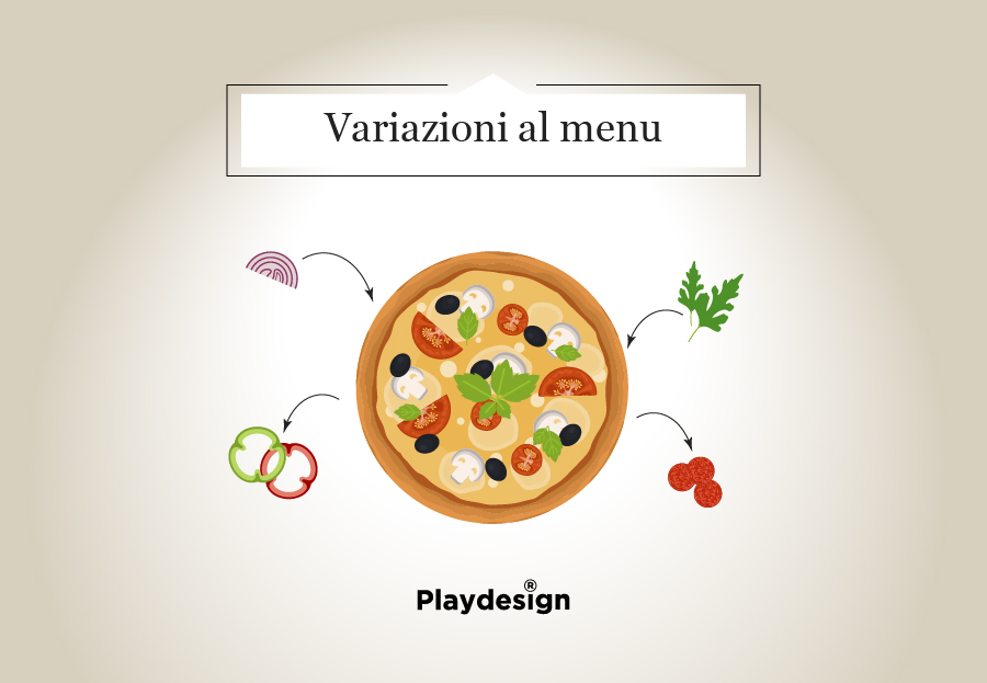 Variazioni al menu: pizza con ingredienti aggiunti e tolti